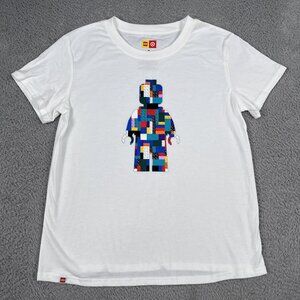 Lego x Target Urban Brick Minifigure White T-Shirt Sz Medium